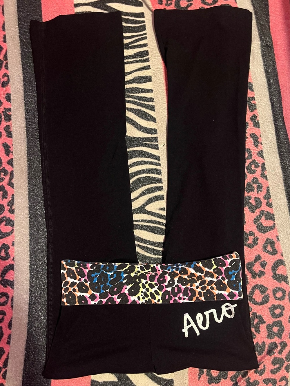 Vintage Aeropostale leopard print foldover leggings